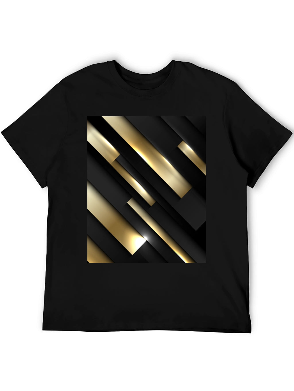 Stylish Black T-Shirt with Abstract Gold & Black Design