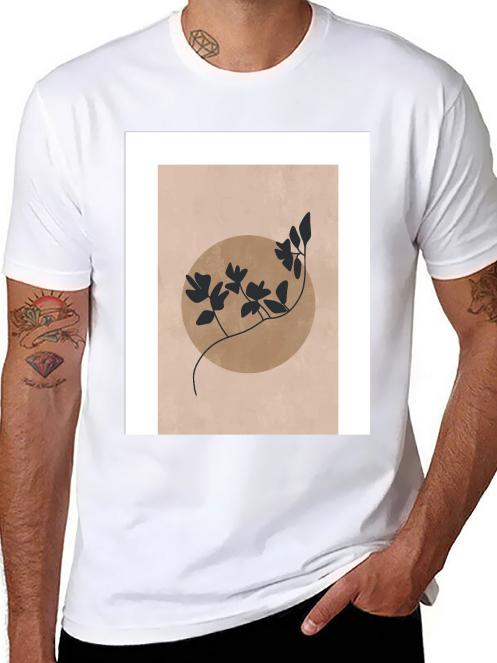 Abstract Floral Graphic Print Black T-Shirt