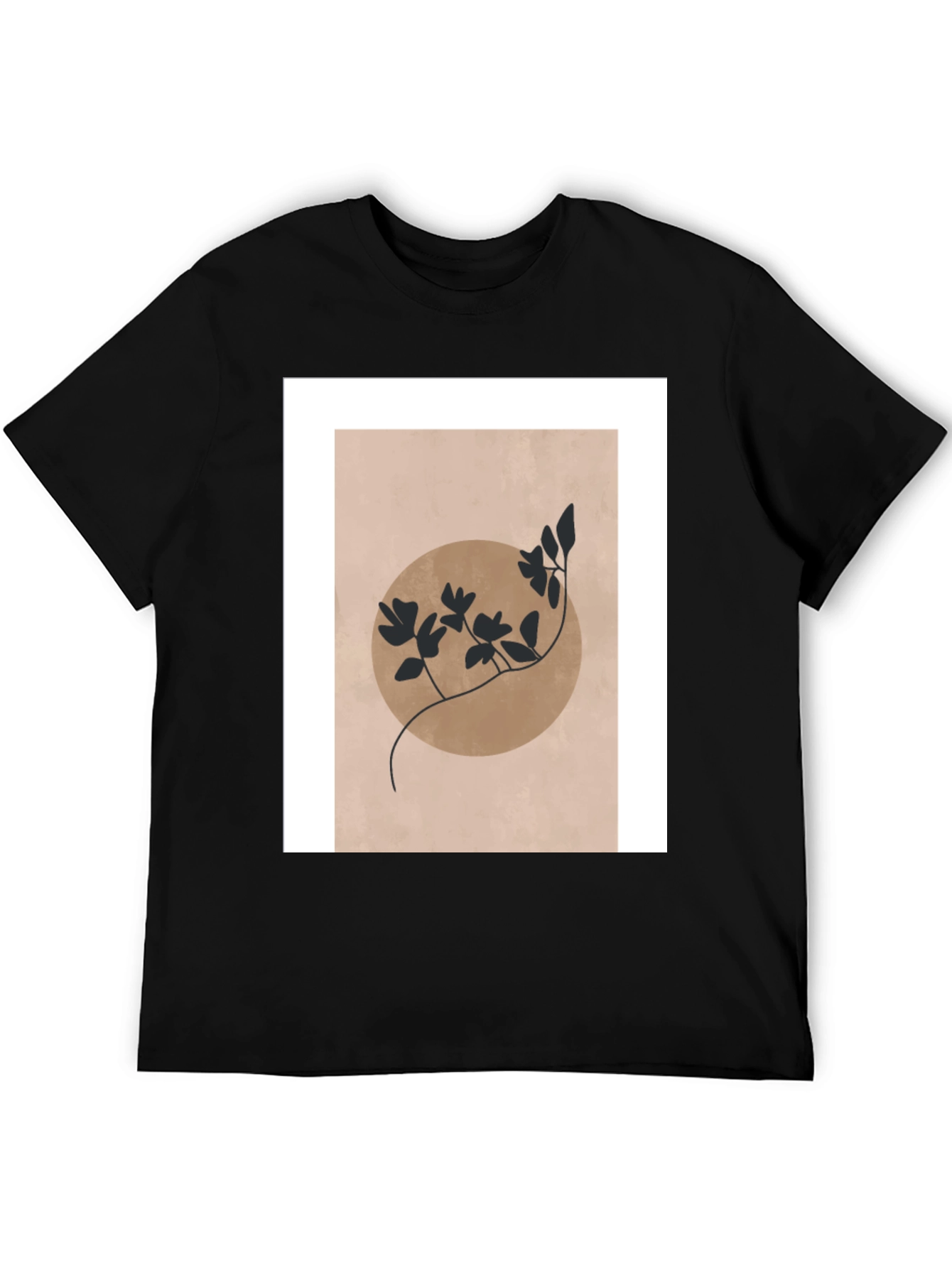 Abstract Floral Graphic Print Black T-Shirt