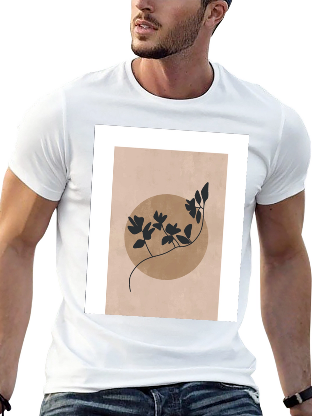Abstract Floral Graphic Print Black T-Shirt