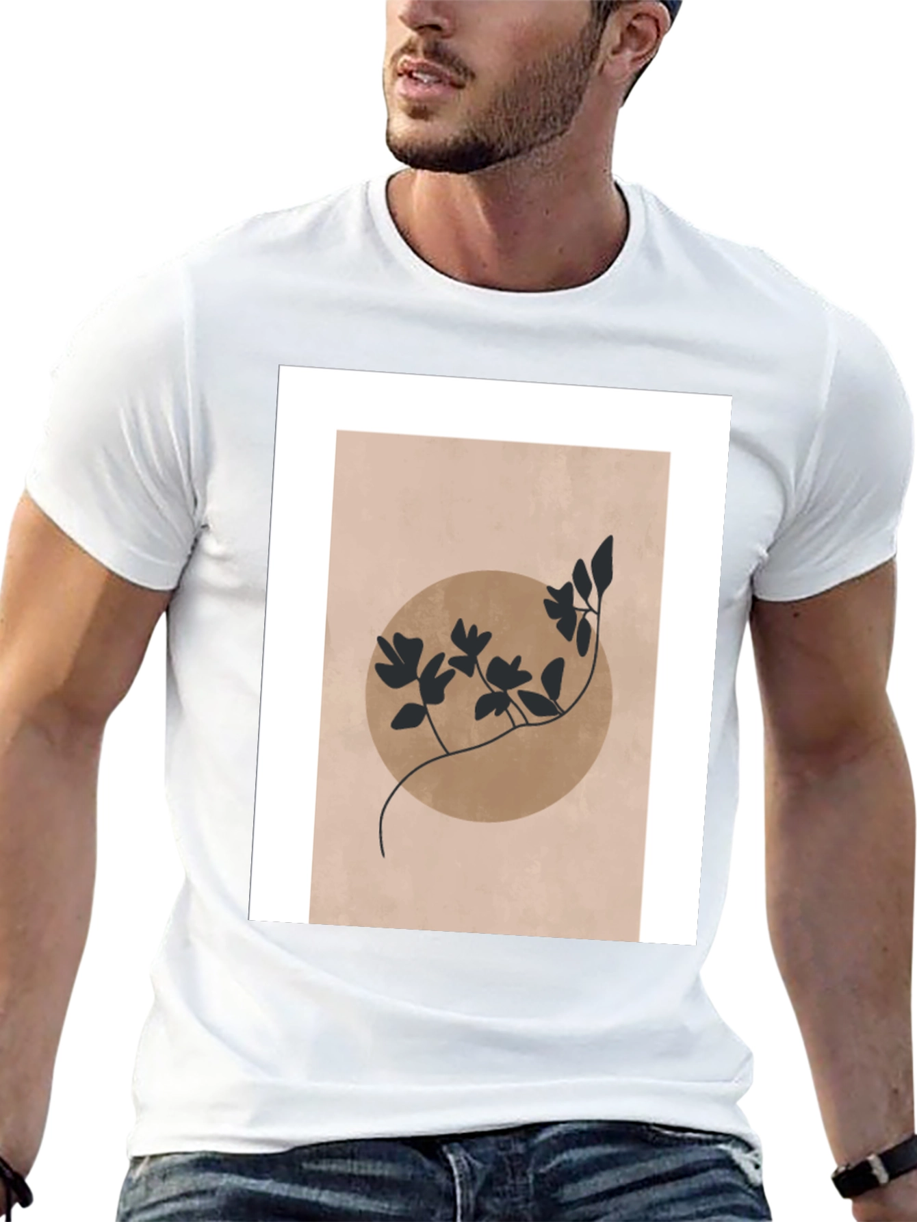 Abstract Floral Graphic Print Black T-Shirt