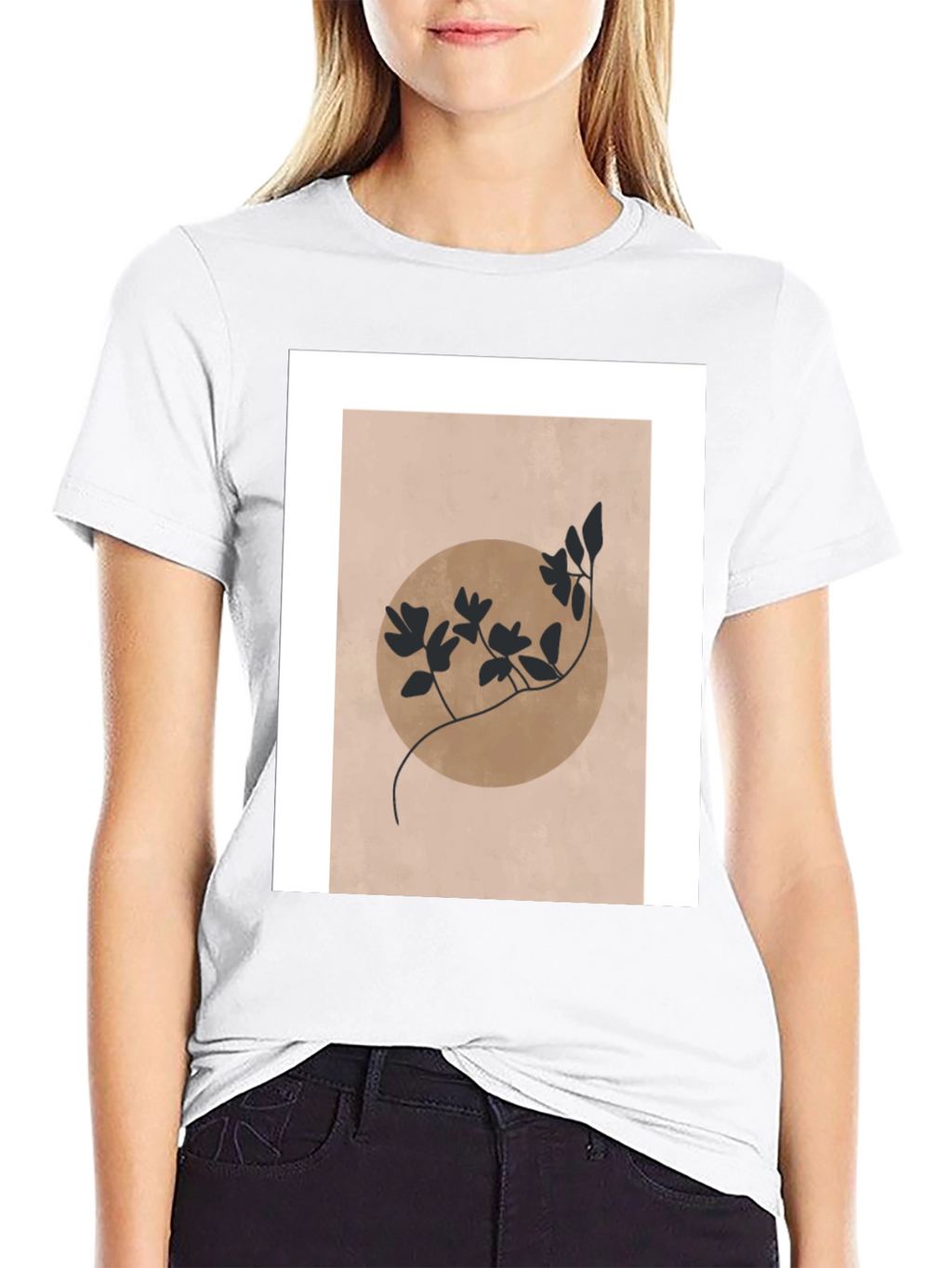 Abstract Floral Graphic Print Black T-Shirt