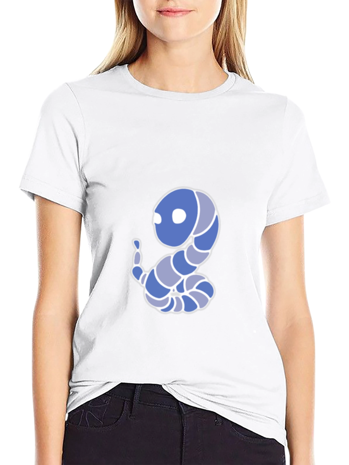 Cartoon Snake Graphic Tee - Black Cotton Blend T-Shirt