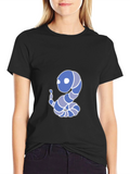 Cartoon Snake Graphic Tee - Black Cotton Blend T-Shirt