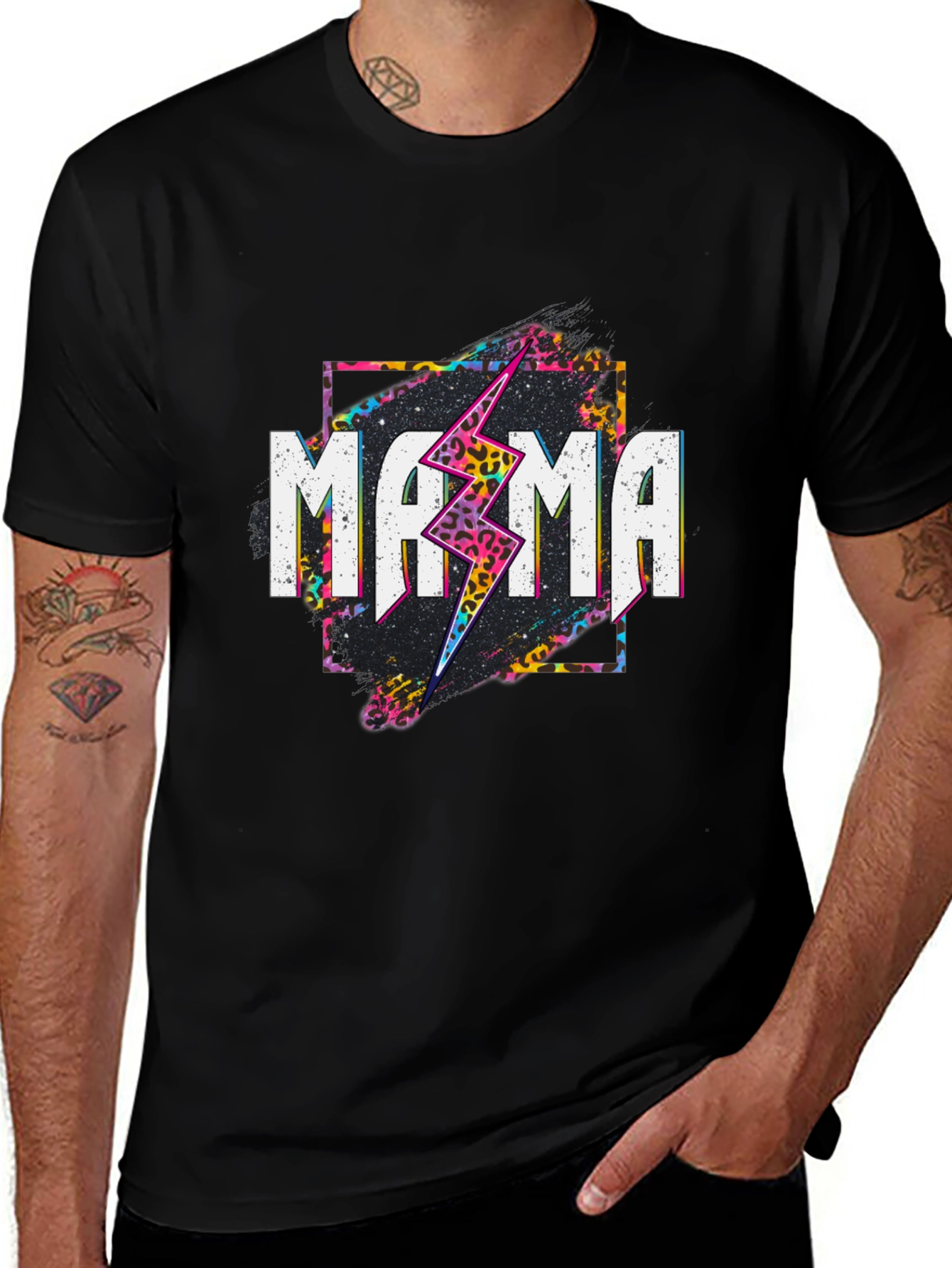 Mama Lightning Bolt Graphic Tee - Black