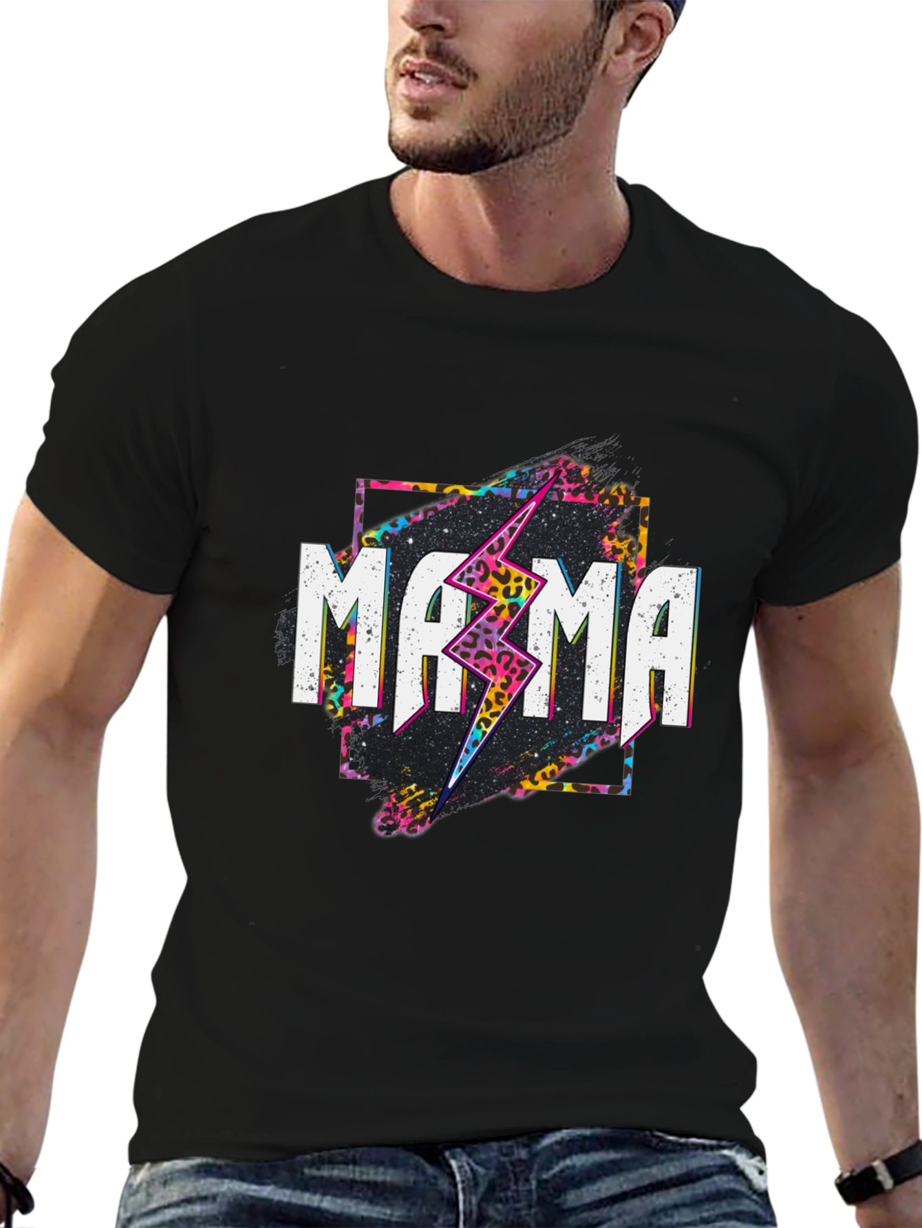 Mama Lightning Bolt Graphic Tee - Black