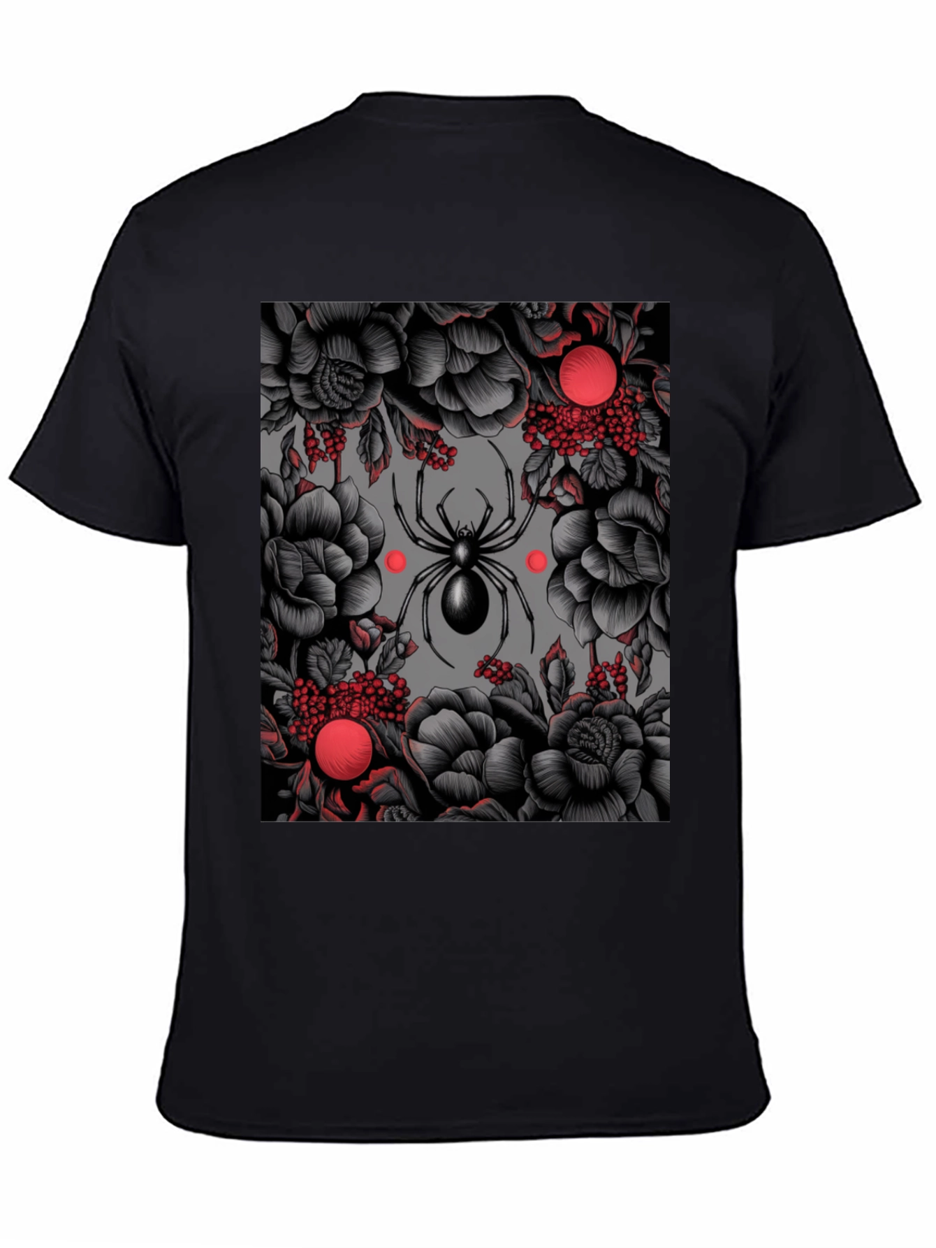 Spider & Floral Graphic Print T-Shirt