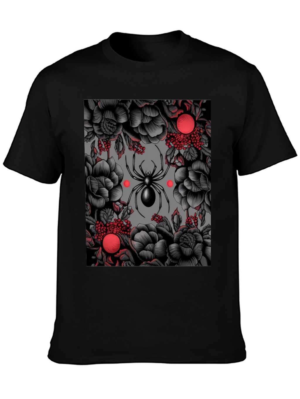 Spider & Floral Graphic Print T-Shirt