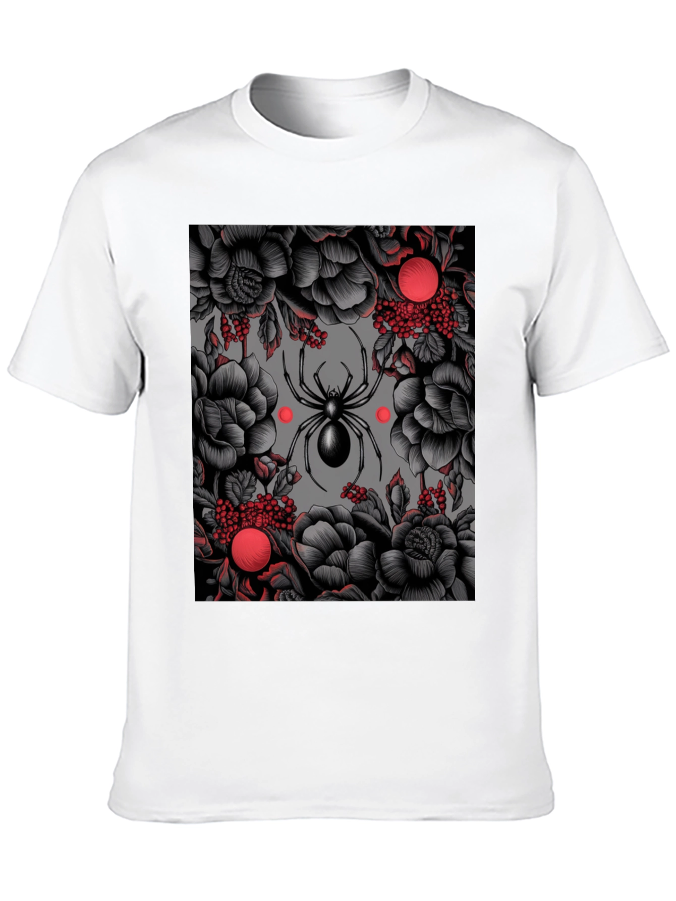 Spider & Floral Graphic Print T-Shirt