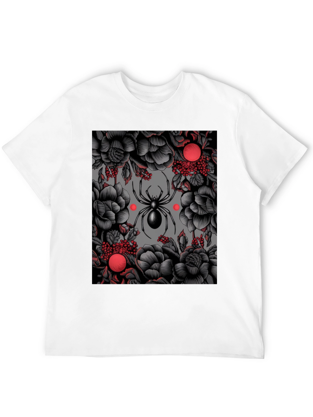 Spider & Floral Graphic Print T-Shirt