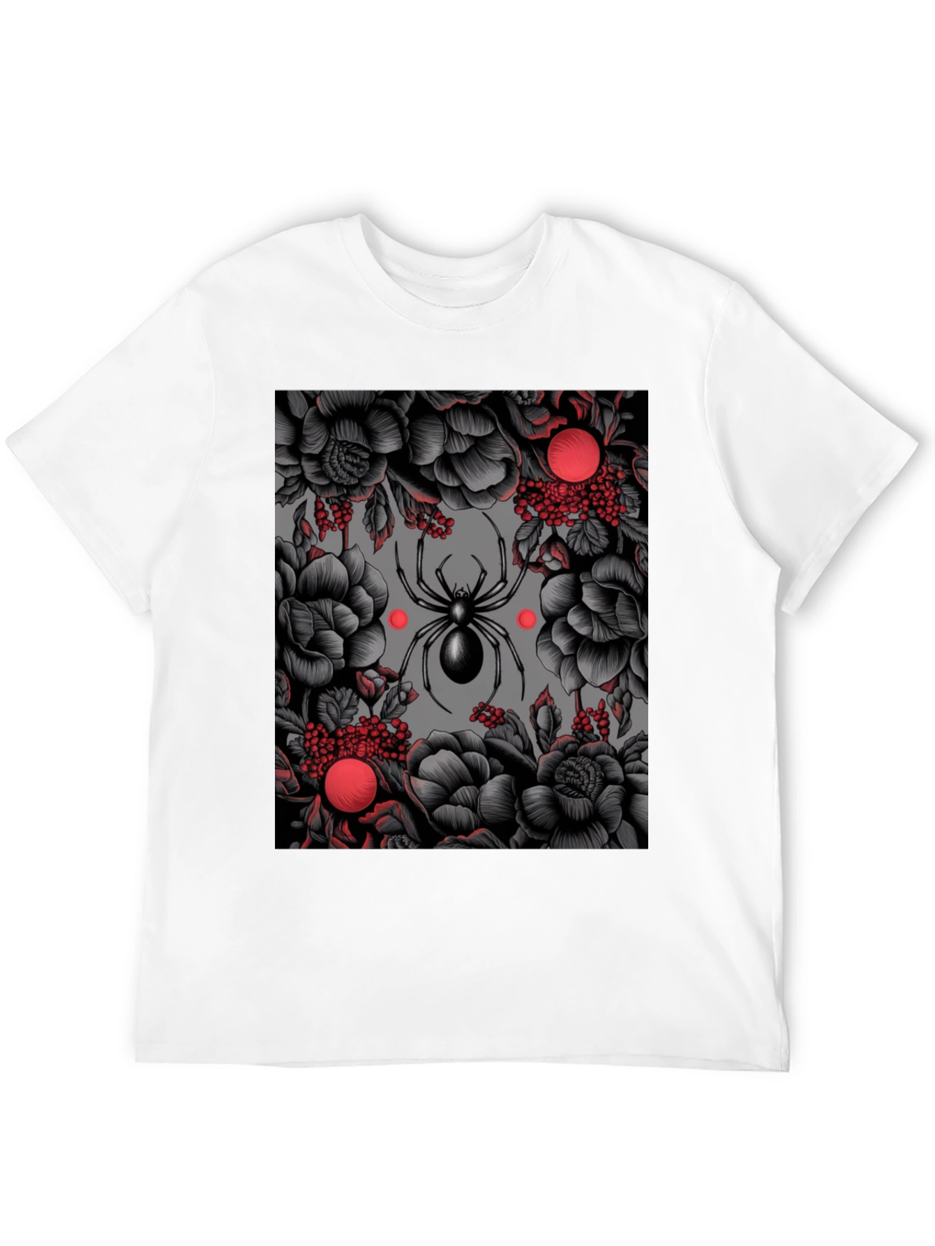 Spider & Floral Graphic Print T-Shirt
