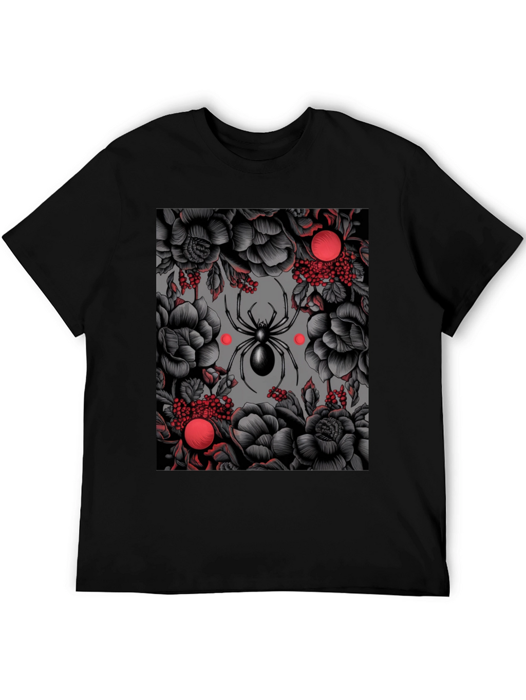 Spider & Floral Graphic Print T-Shirt