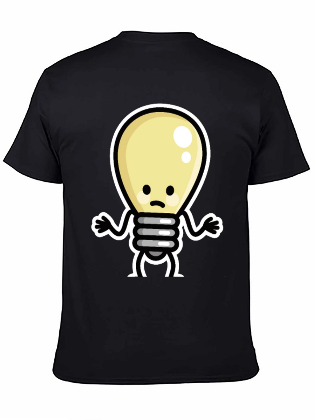 Sad Light Bulb Graphic Tee - Black Cotton T-Shirt