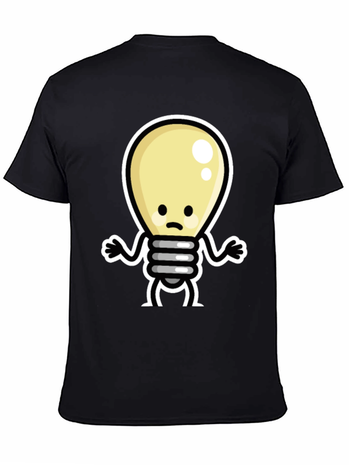 Sad Light Bulb Graphic Tee - Black Cotton T-Shirt