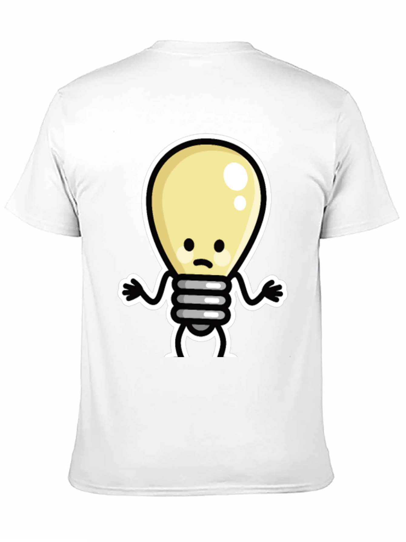 Sad Light Bulb Graphic Tee - Black Cotton T-Shirt