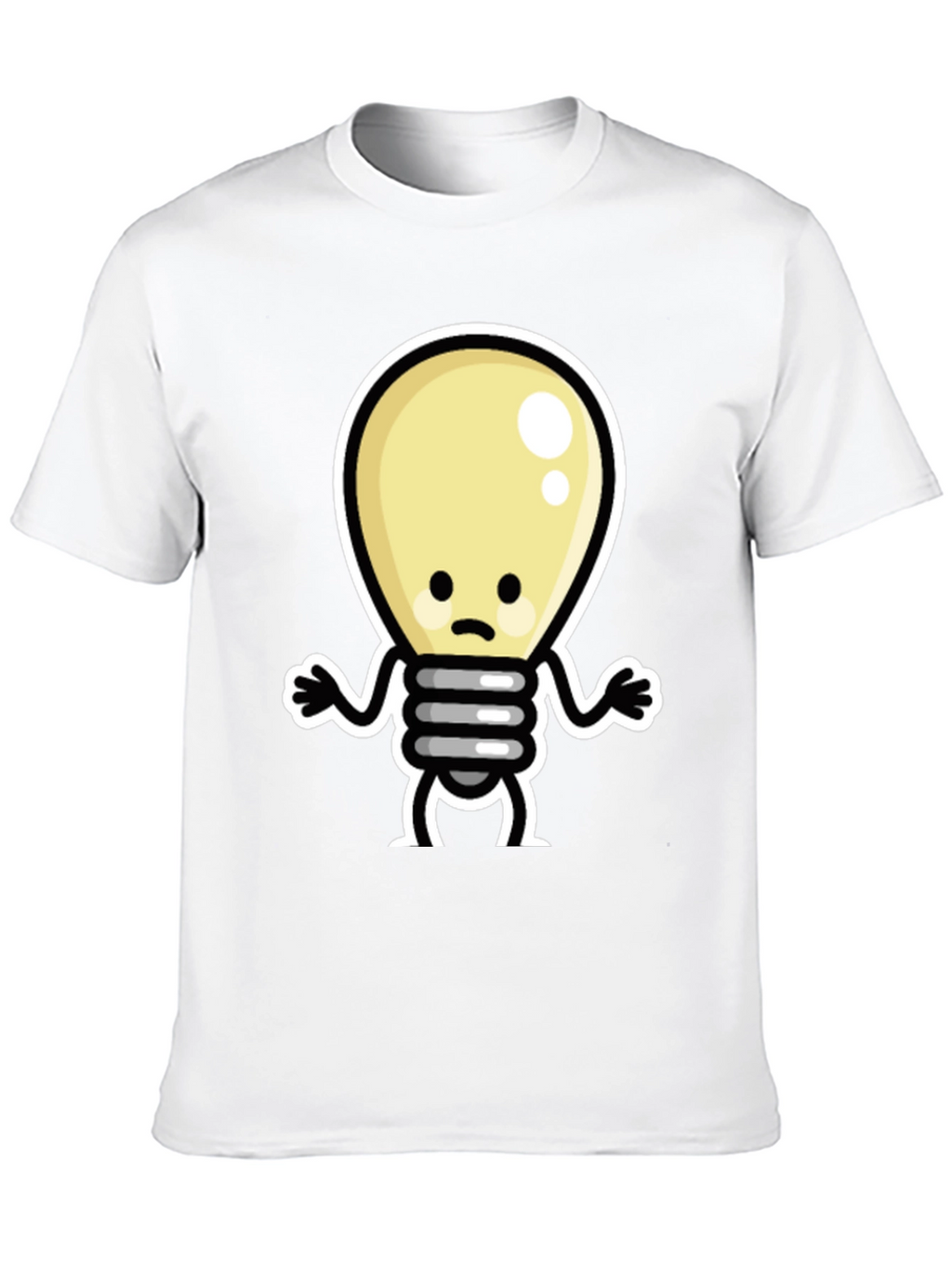 Sad Light Bulb Graphic Tee - Black Cotton T-Shirt