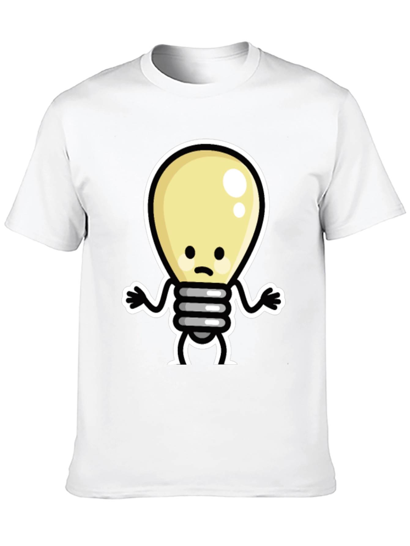 Sad Light Bulb Graphic Tee - Black Cotton T-Shirt
