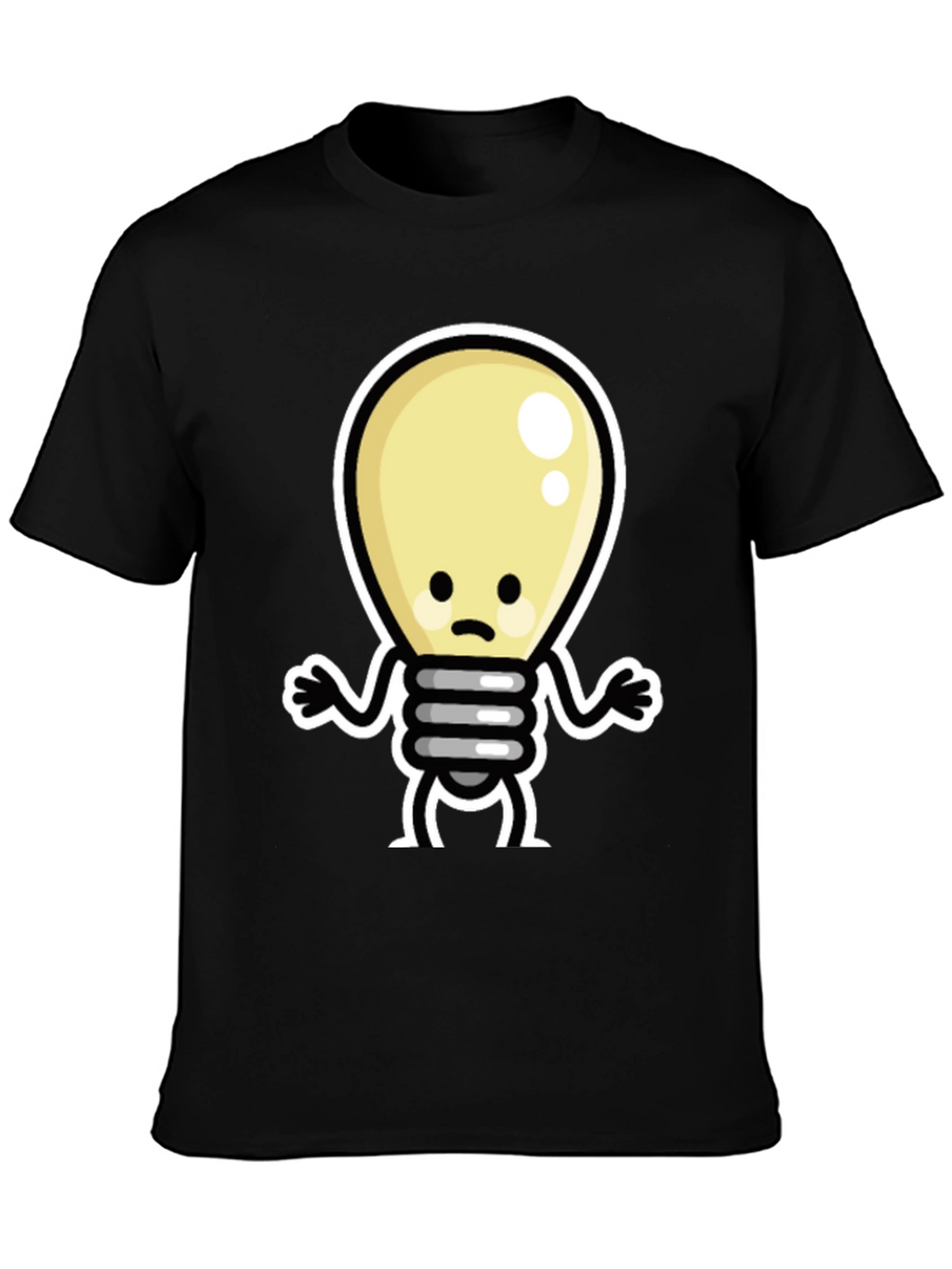 Sad Light Bulb Graphic Tee - Black Cotton T-Shirt