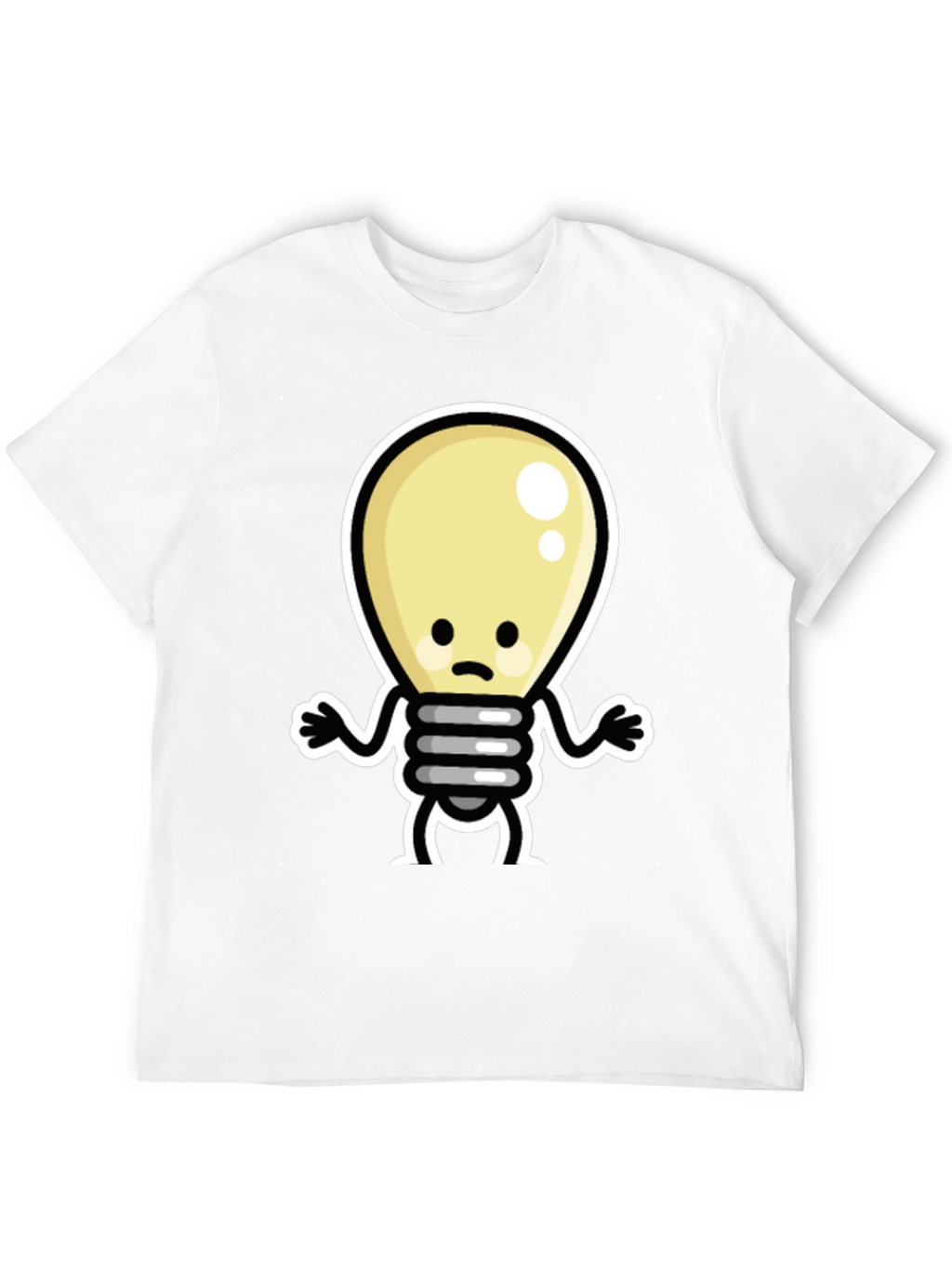 Sad Light Bulb Graphic Tee - Black Cotton T-Shirt