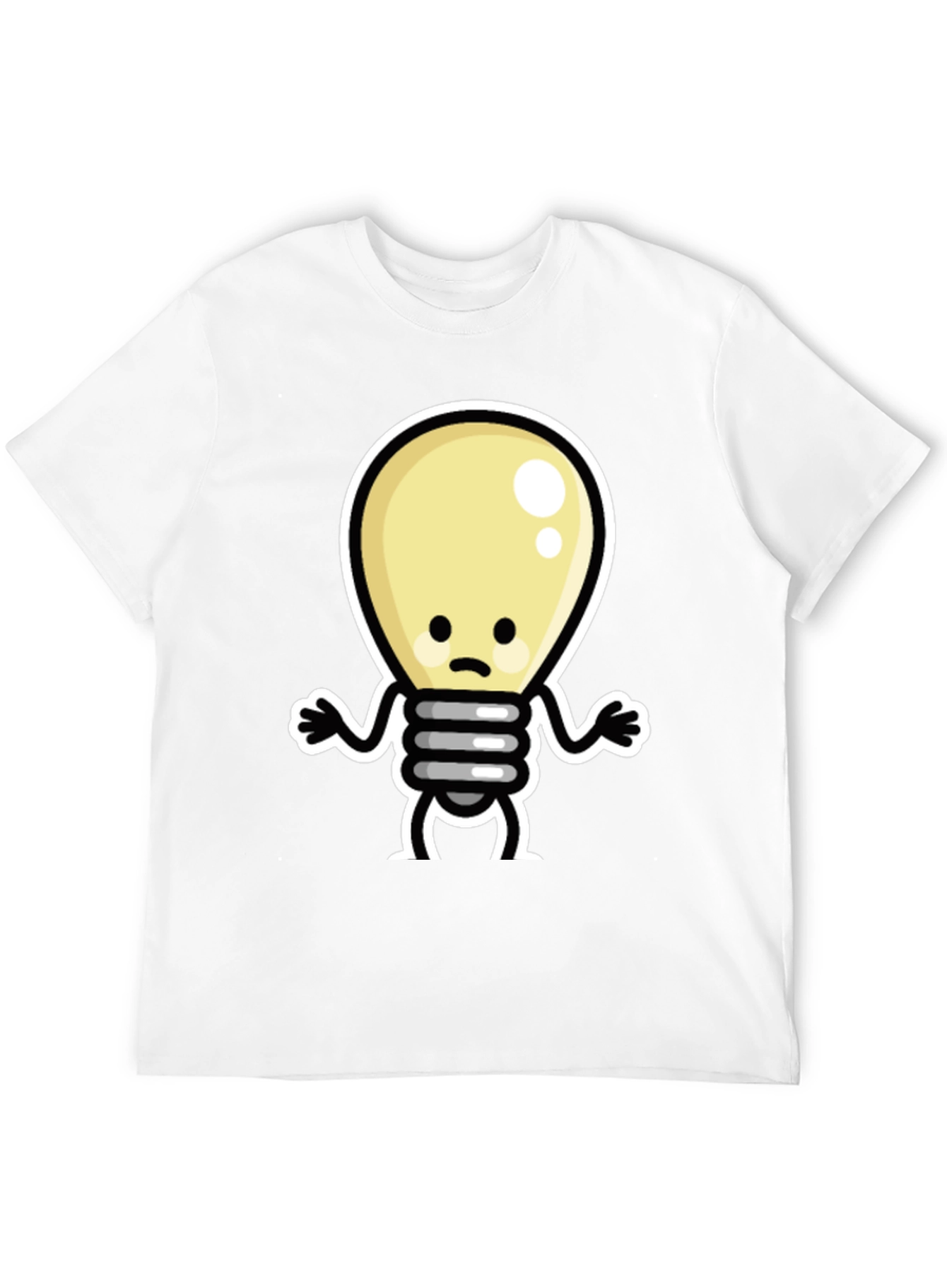 Sad Light Bulb Graphic Tee - Black Cotton T-Shirt