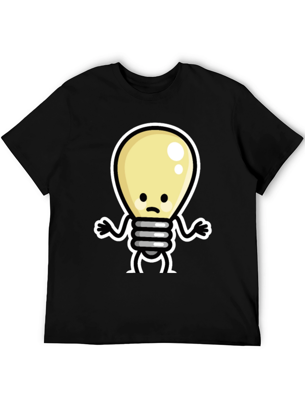 Sad Light Bulb Graphic Tee - Black Cotton T-Shirt