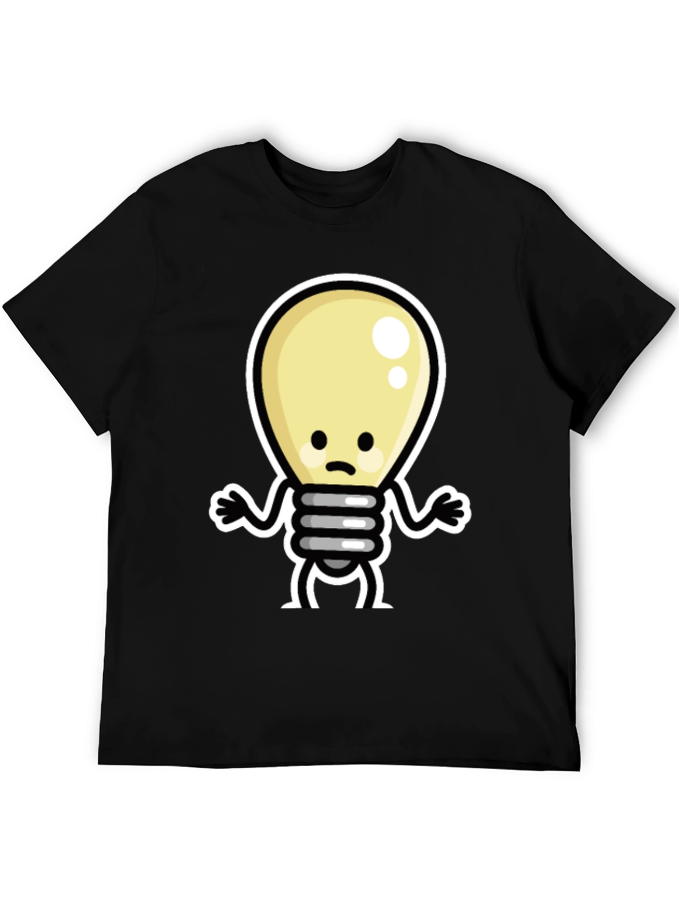 Sad Light Bulb Graphic Tee - Black Cotton T-Shirt