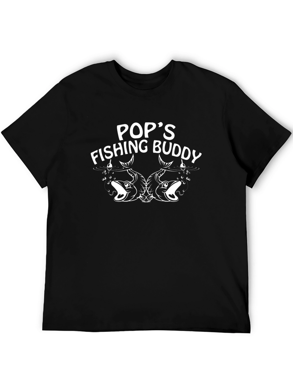 Pops Fishing Buddy Black Graphic T-Shirt