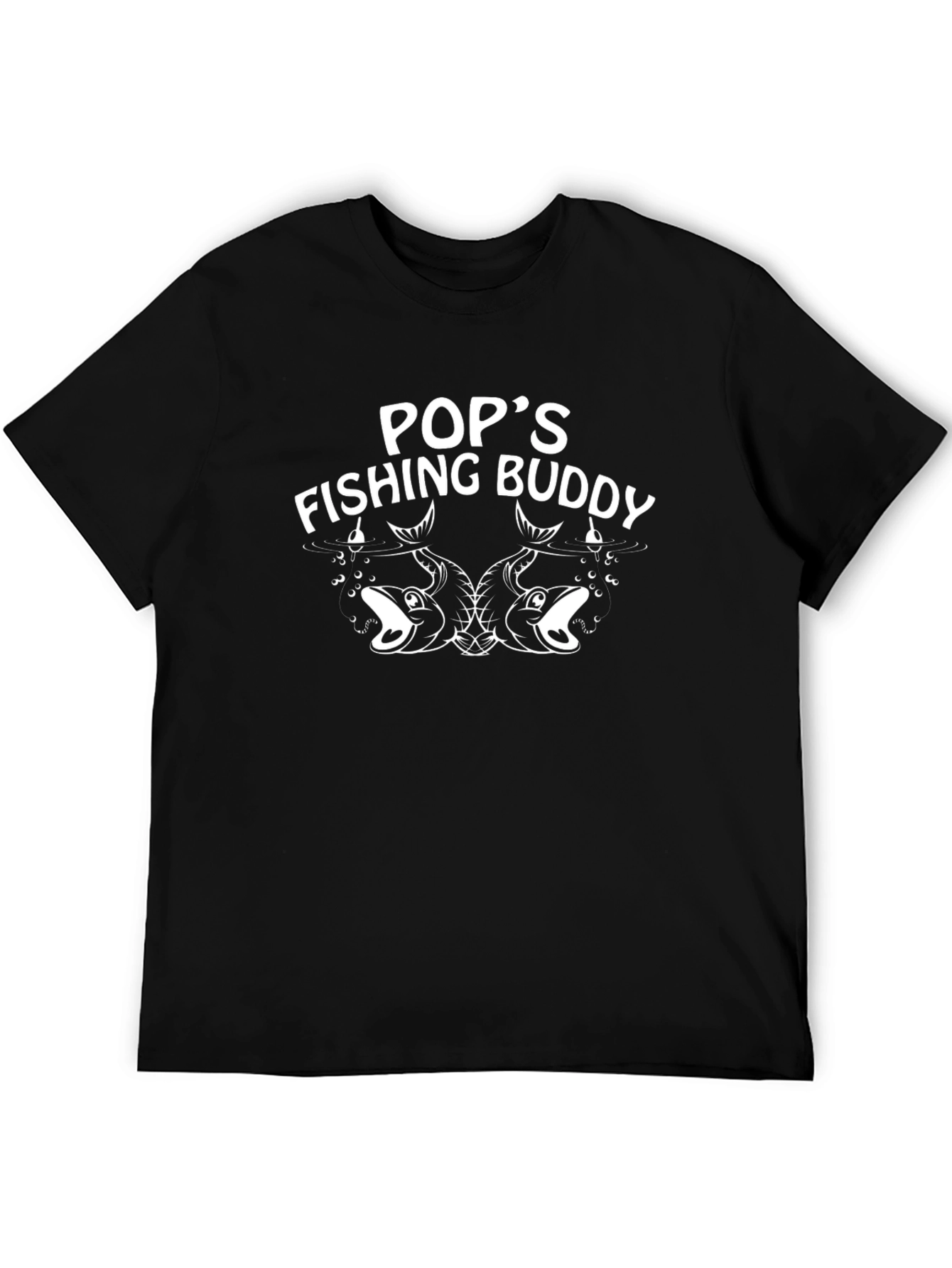 Pops Fishing Buddy Black Graphic T-Shirt
