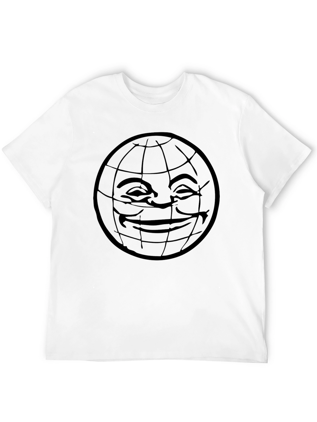 Smiley Globe Graphic Tee - Black Comfort Fit