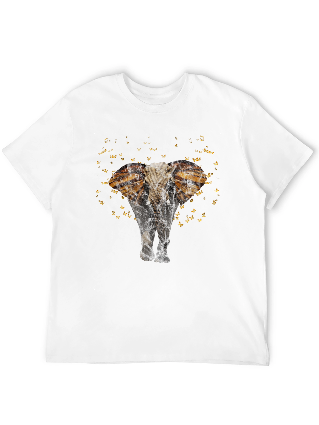 Elephant Butterfly Graphic Black T-Shirt