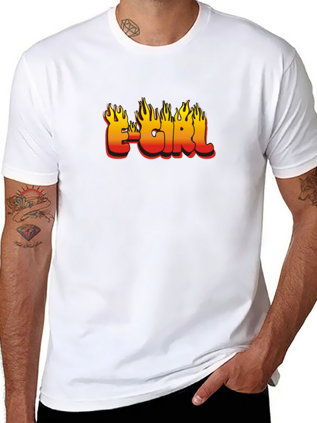 E-Girl Flame Graphic Black T-Shirt