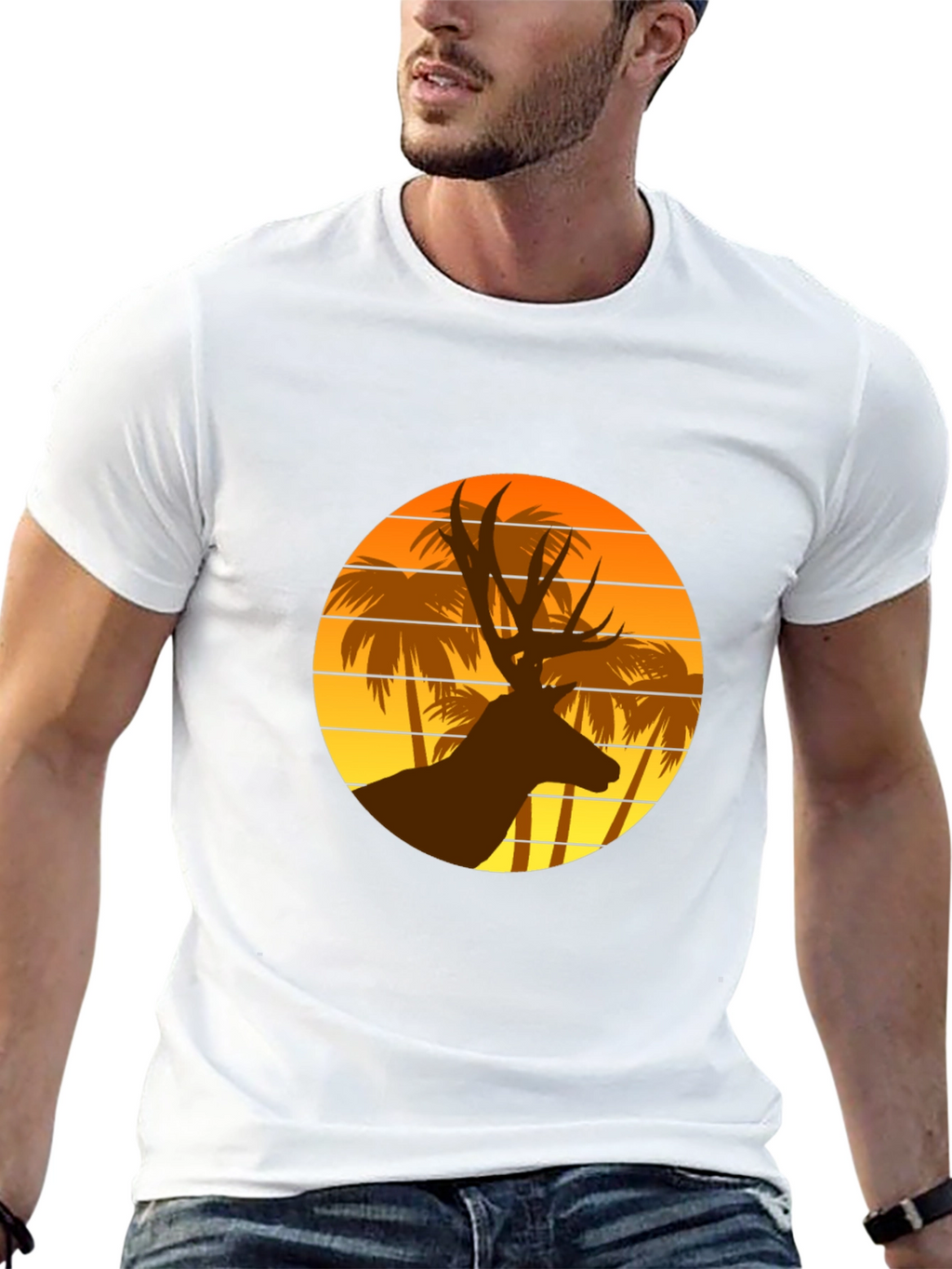 Deer Sunset Graphic T-Shirt | Tropical Vibes