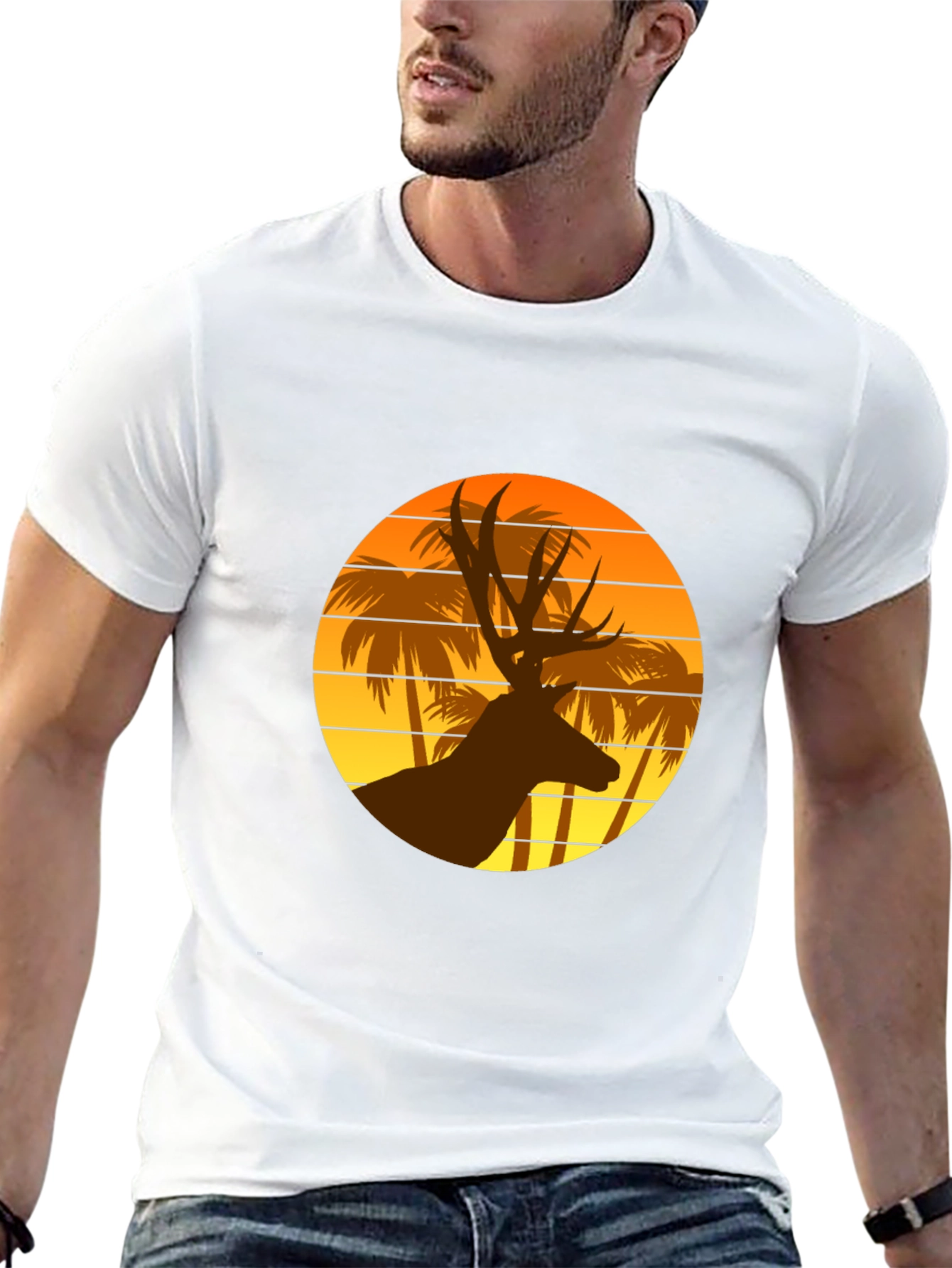 Deer Sunset Graphic T-Shirt | Tropical Vibes