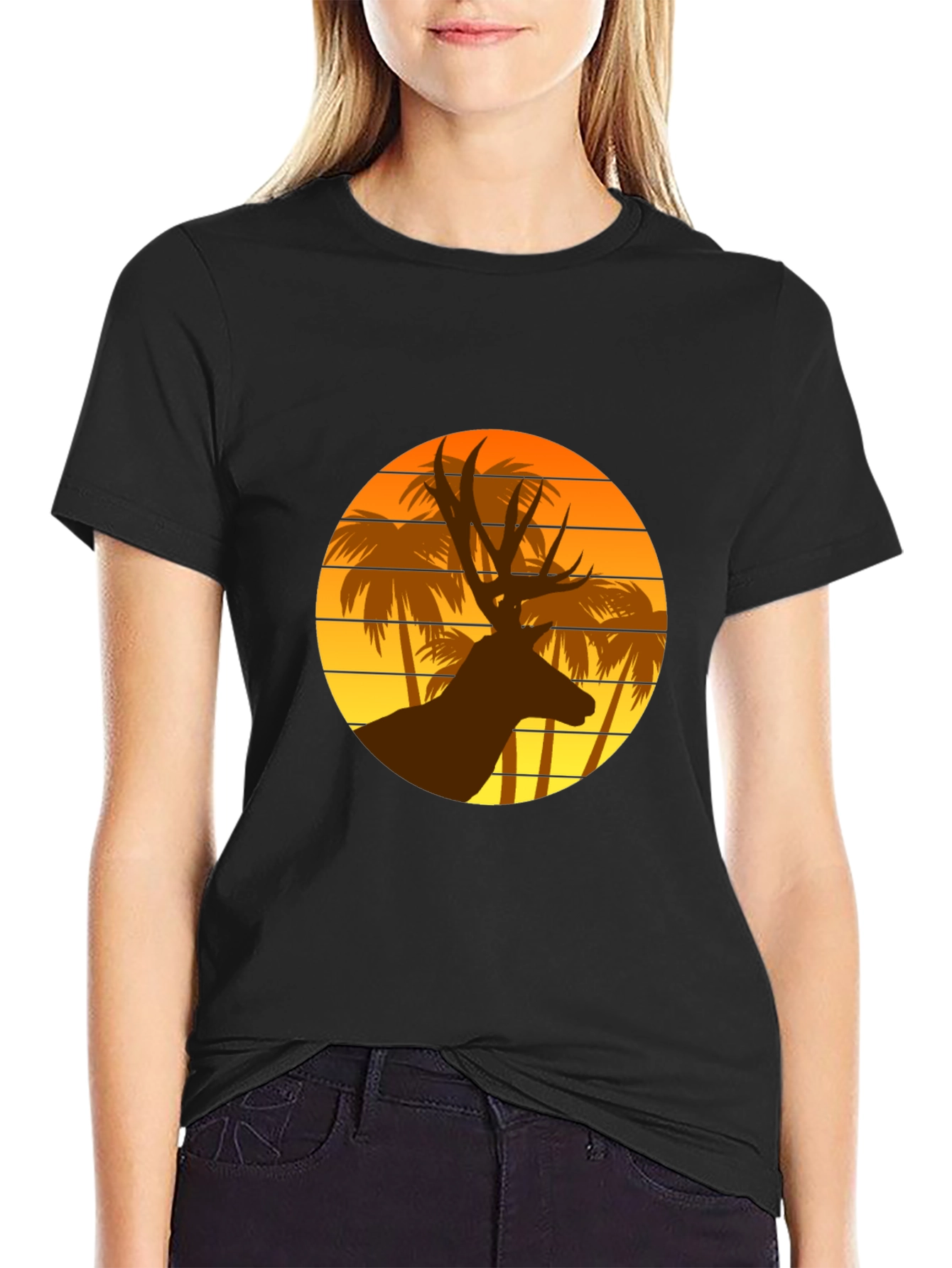 Deer Sunset Graphic T-Shirt | Tropical Vibes