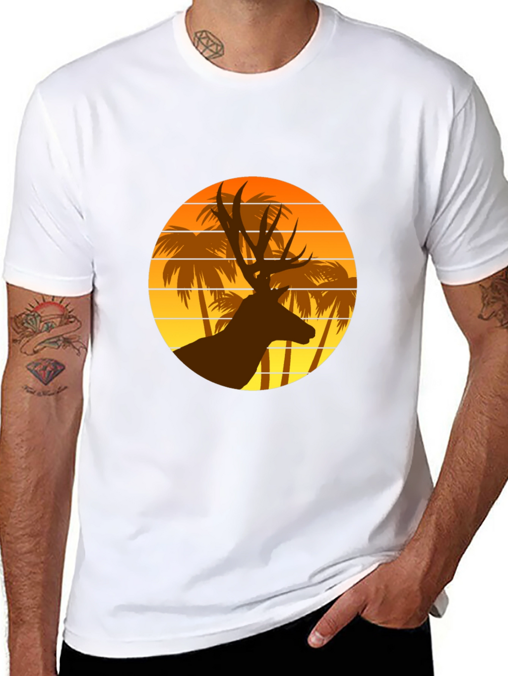 Deer Sunset Graphic T-Shirt | Tropical Vibes