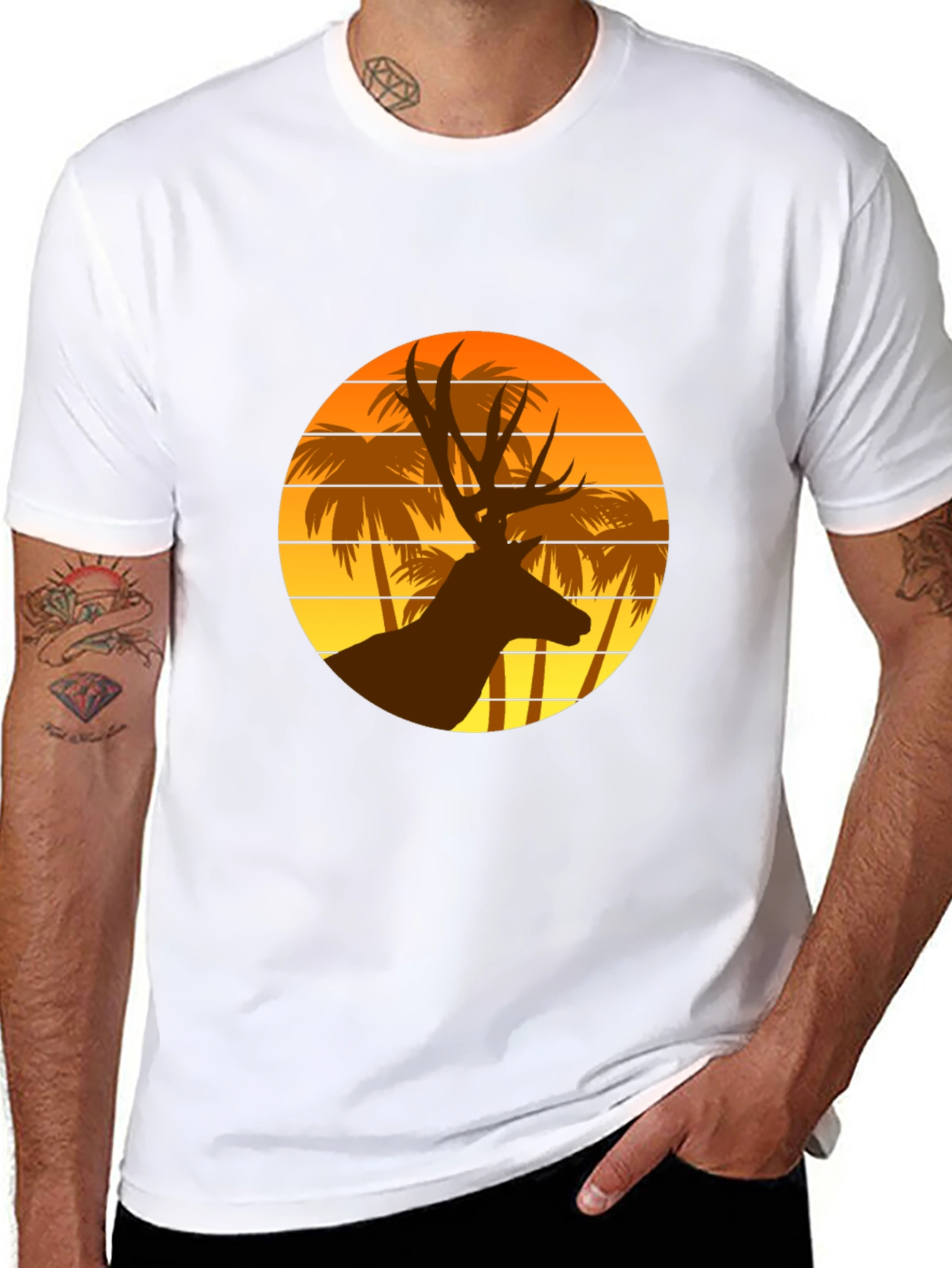 Deer Sunset Graphic T-Shirt | Tropical Vibes