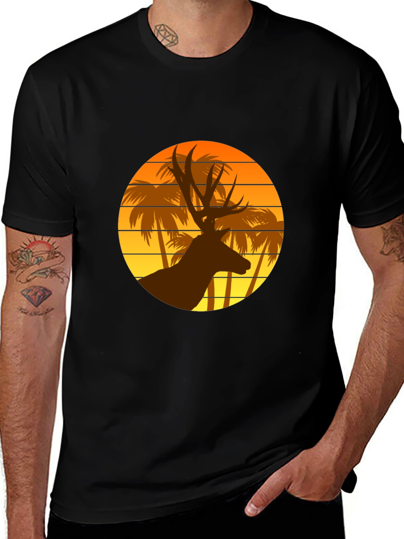 Deer Sunset Graphic T-Shirt | Tropical Vibes