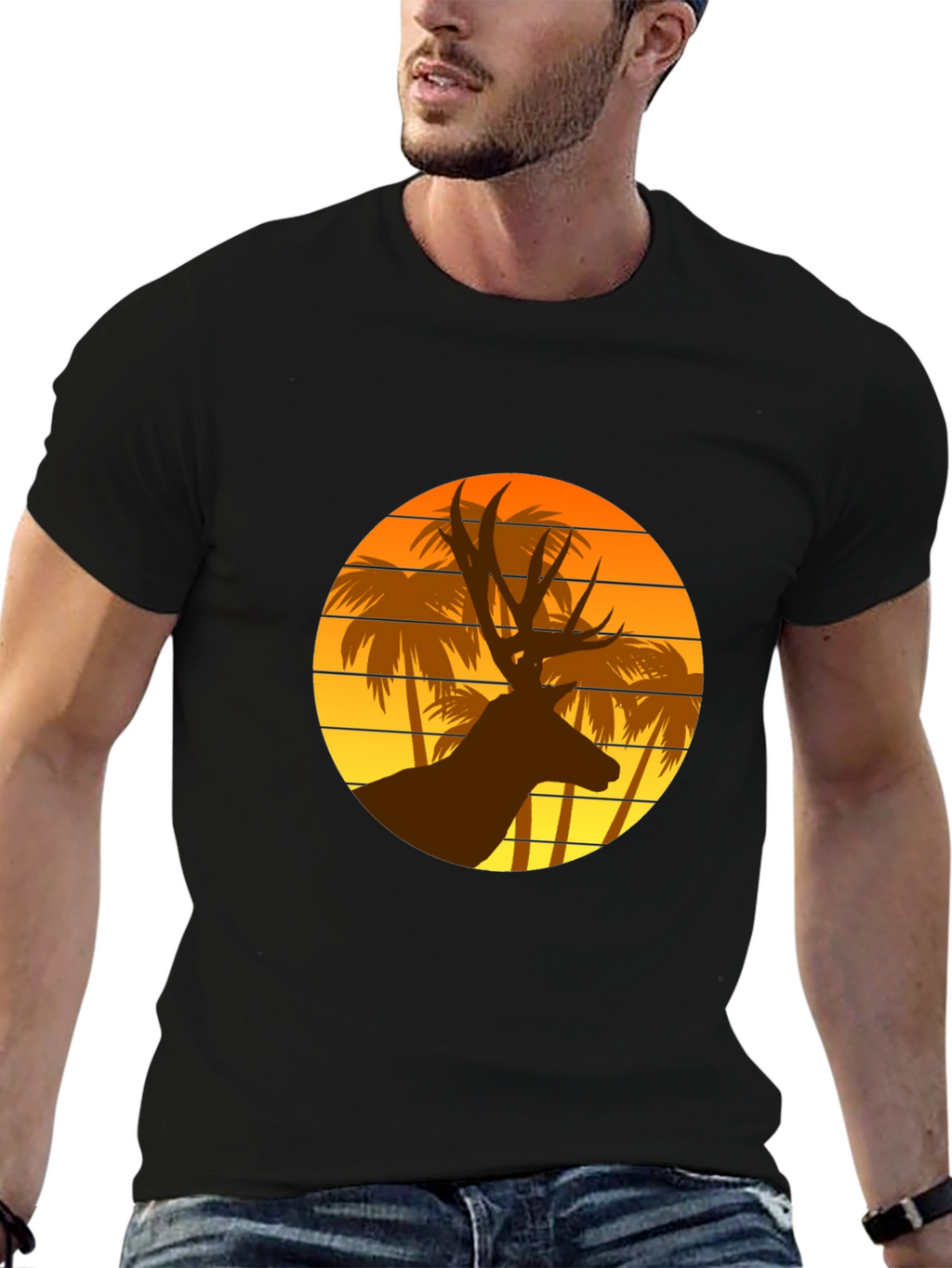 Deer Sunset Graphic T-Shirt | Tropical Vibes