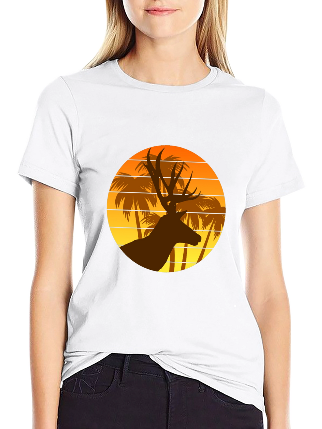 Deer Sunset Graphic T-Shirt | Tropical Vibes