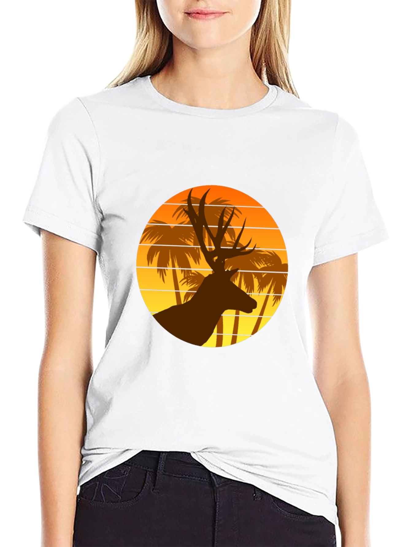 Deer Sunset Graphic T-Shirt | Tropical Vibes