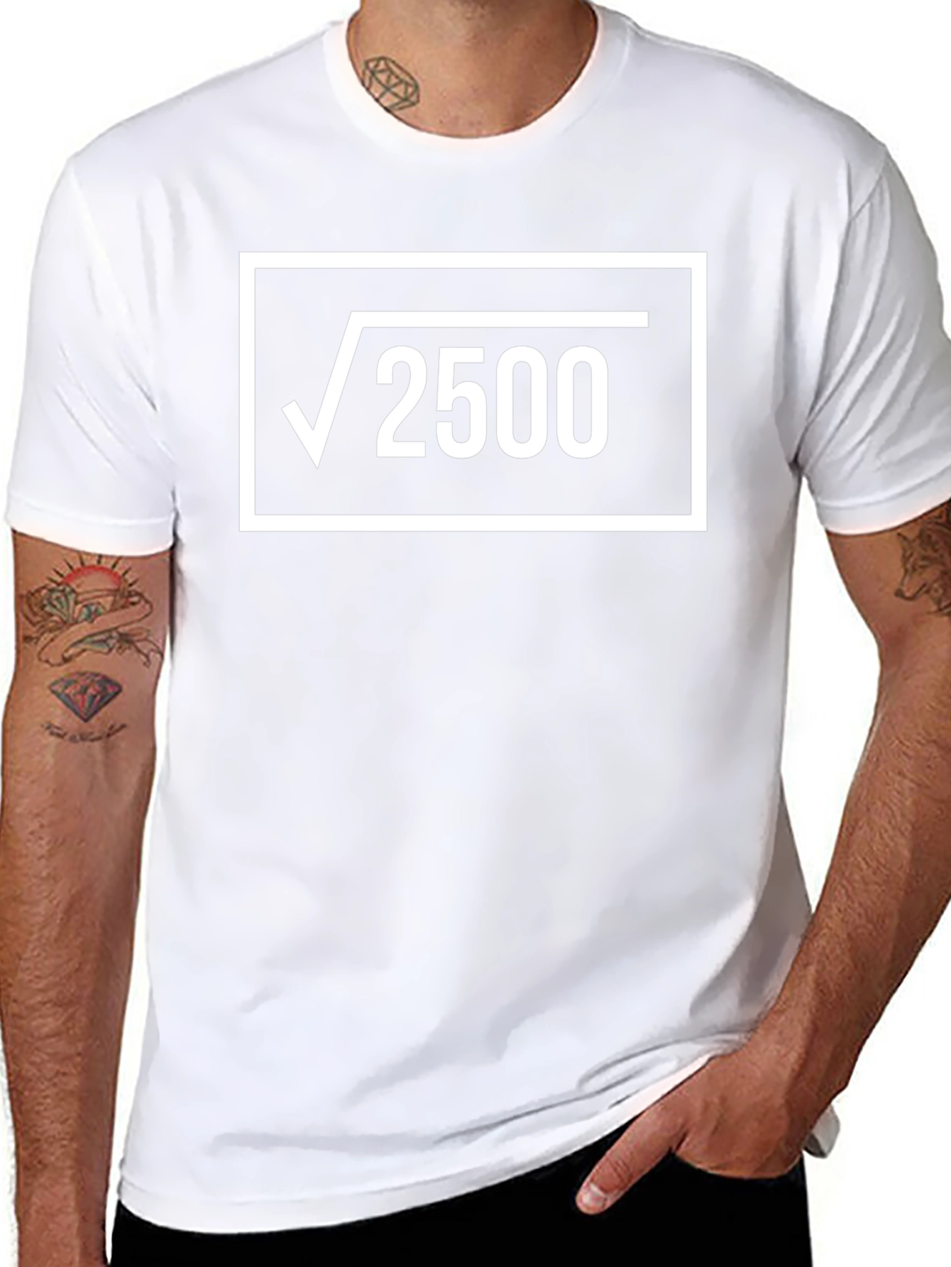 Math Humor T-Shirt: Square Root of 2500 = 50