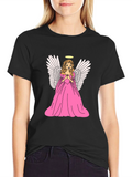 Angel Graphic Tee - Black Cotton T-Shirt