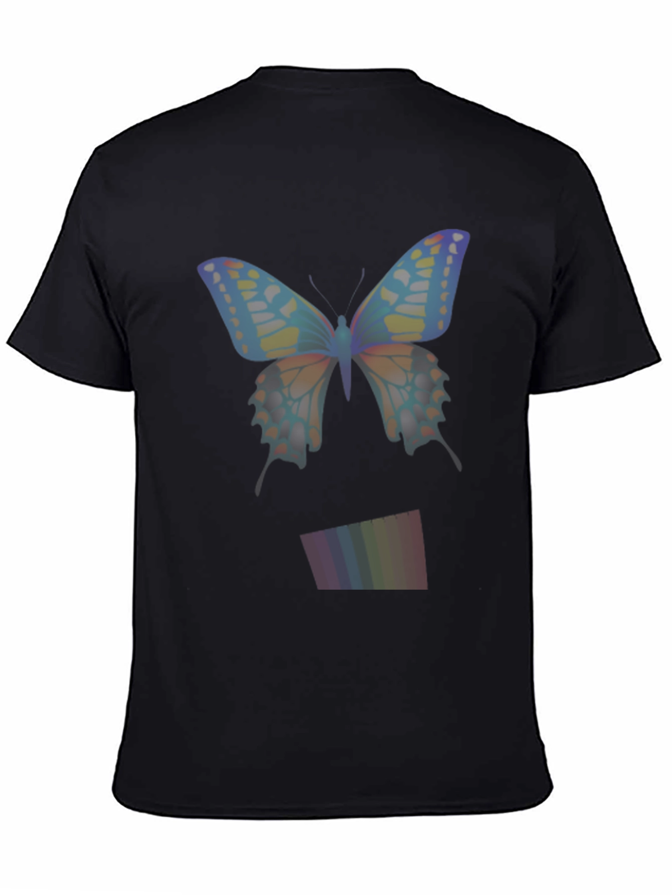 Butterfly Rainbow Mens Black T-Shirt
