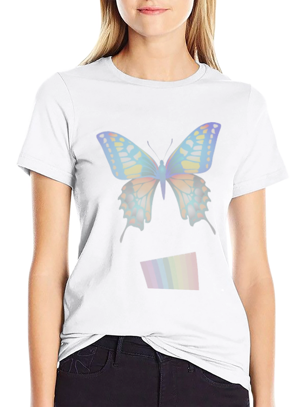 Butterfly Rainbow Mens Black T-Shirt