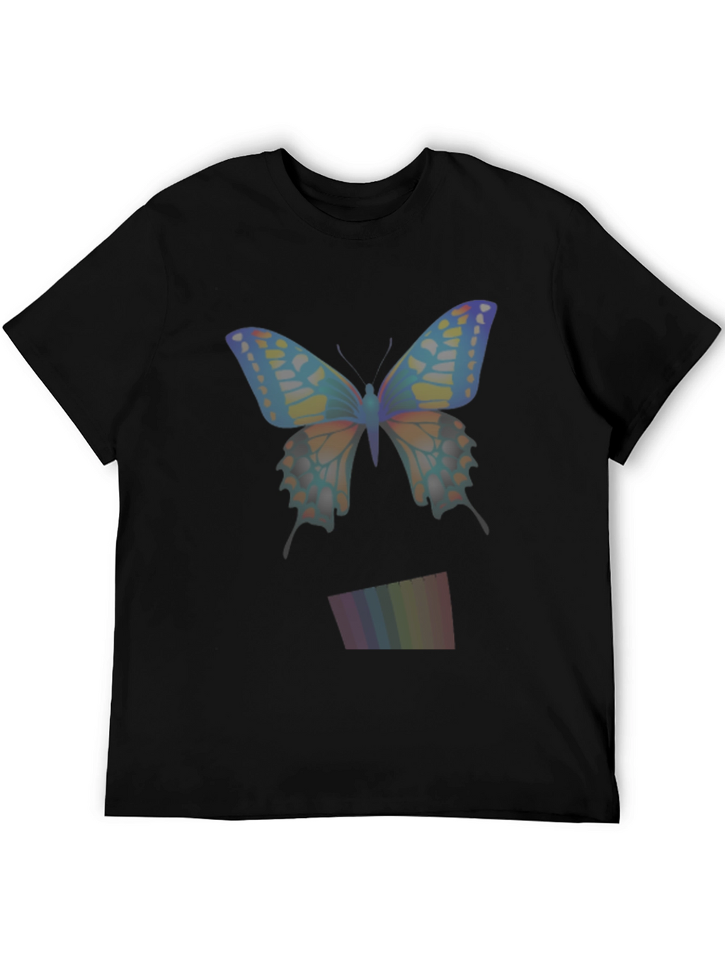Butterfly Rainbow Mens Black T-Shirt
