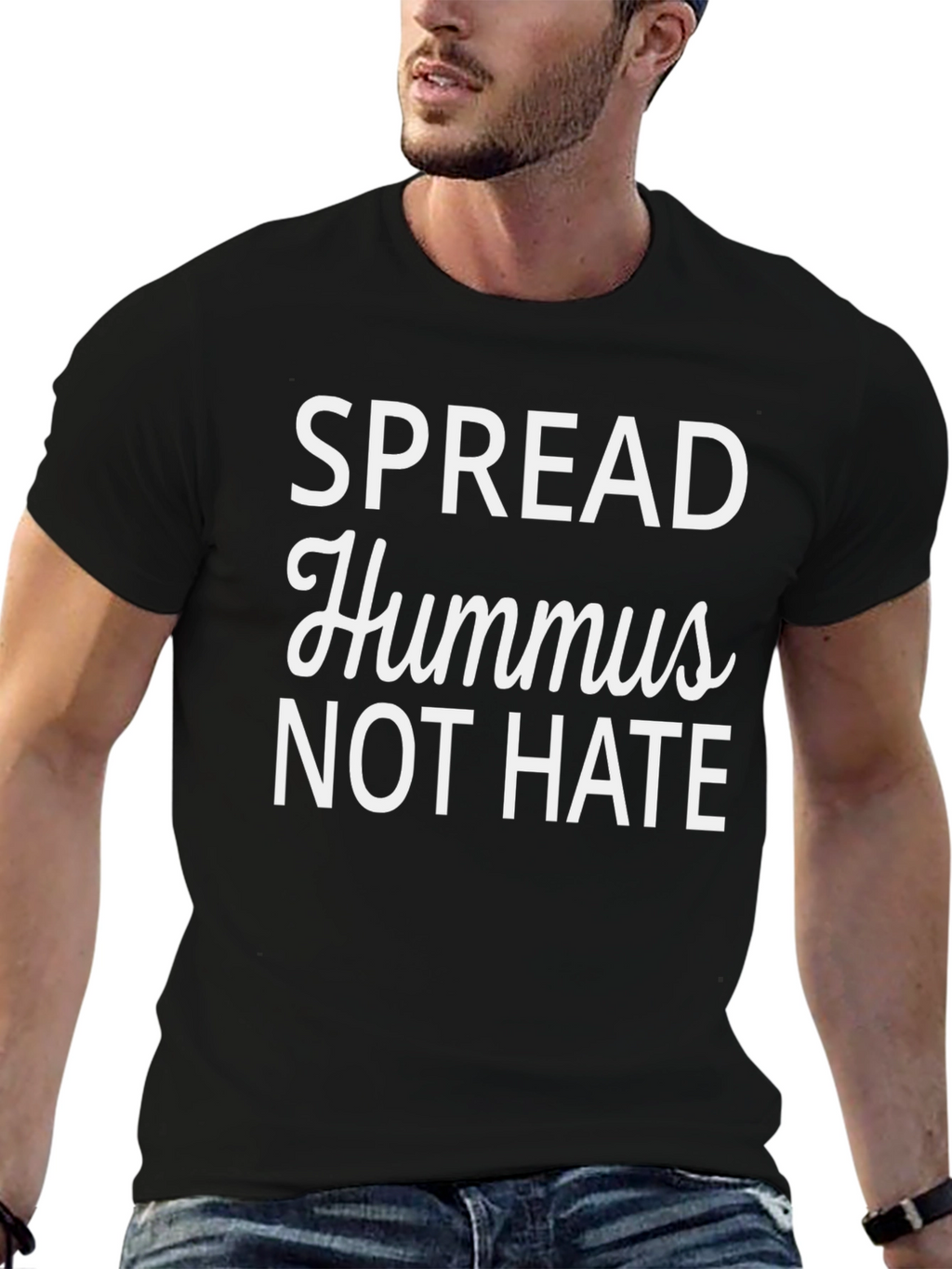 Spread Hummus Not Hate - Black T-Shirt