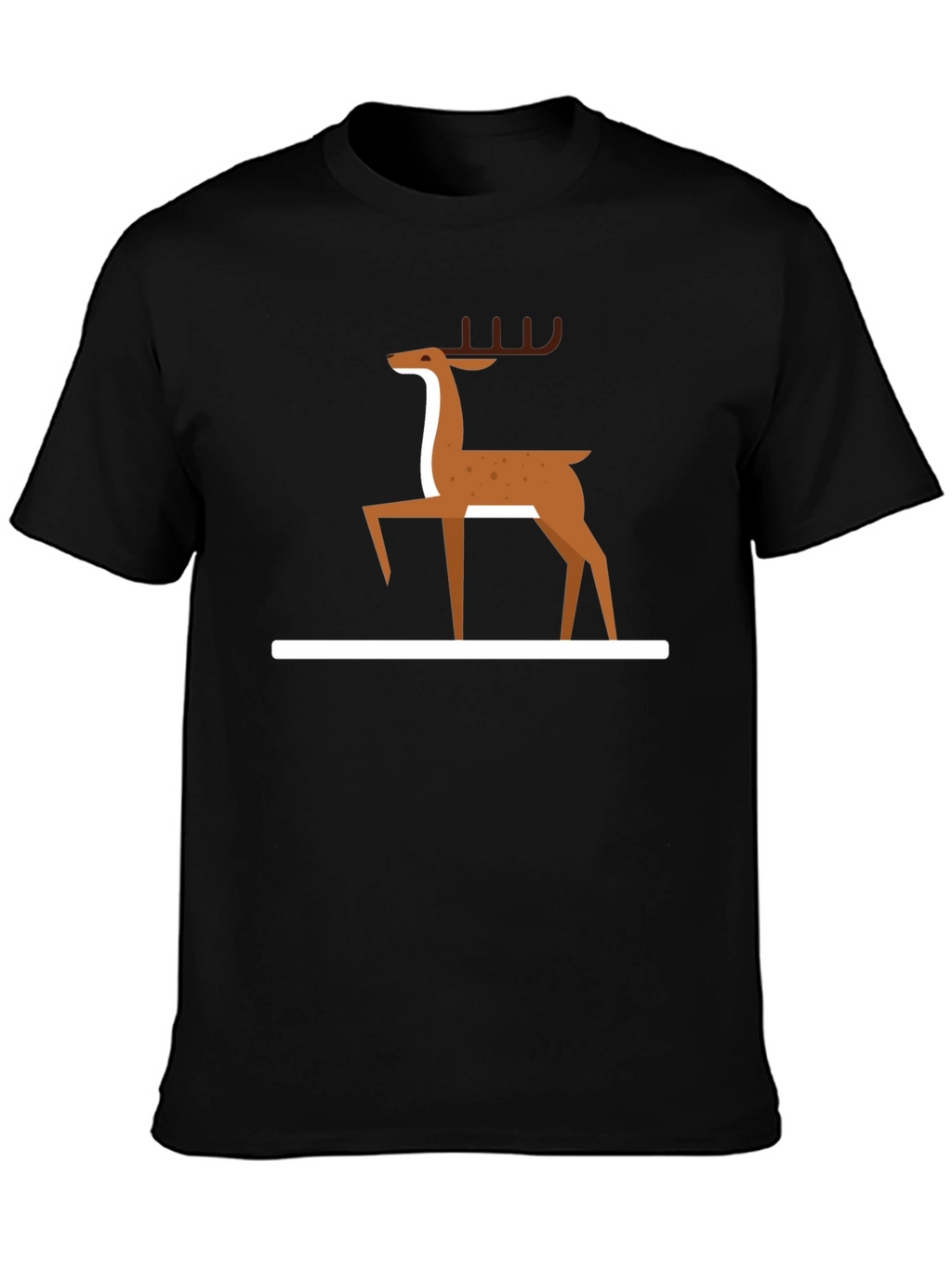 Minimalist Deer Graphic T-Shirt - Black
