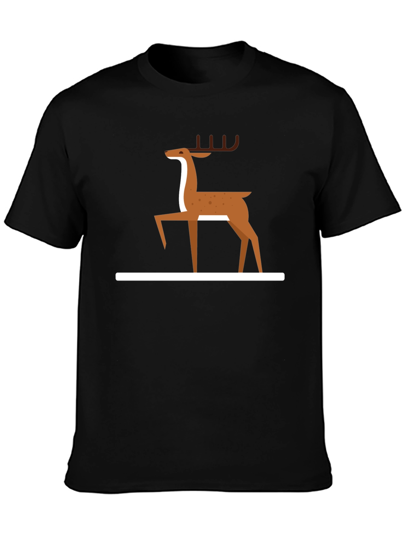 Minimalist Deer Graphic T-Shirt - Black