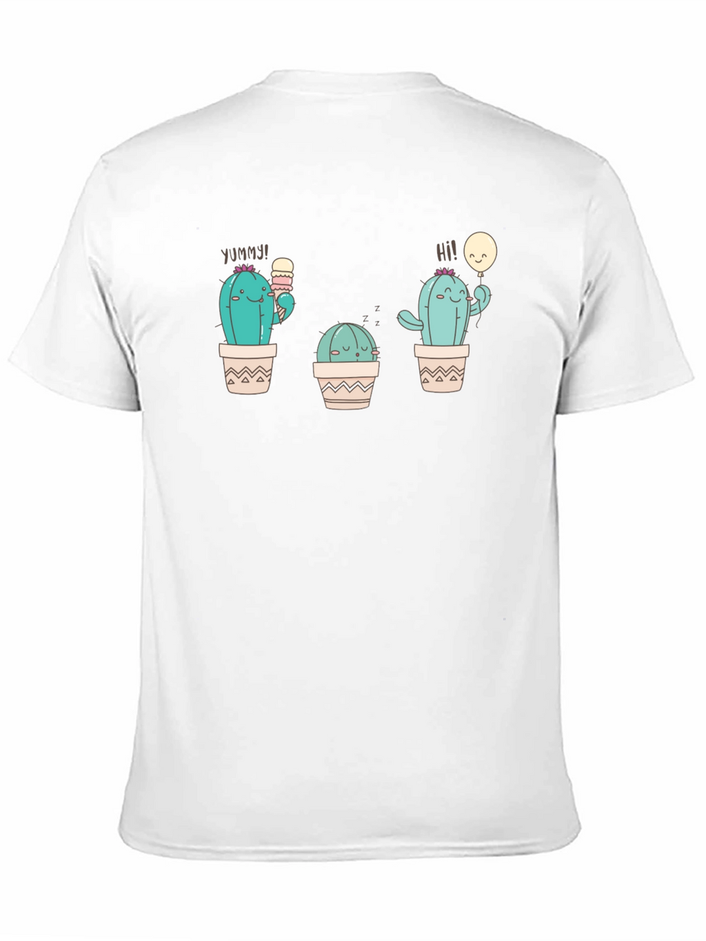 Cute Cactus Graphic Tee - Black Cotton T-Shirt