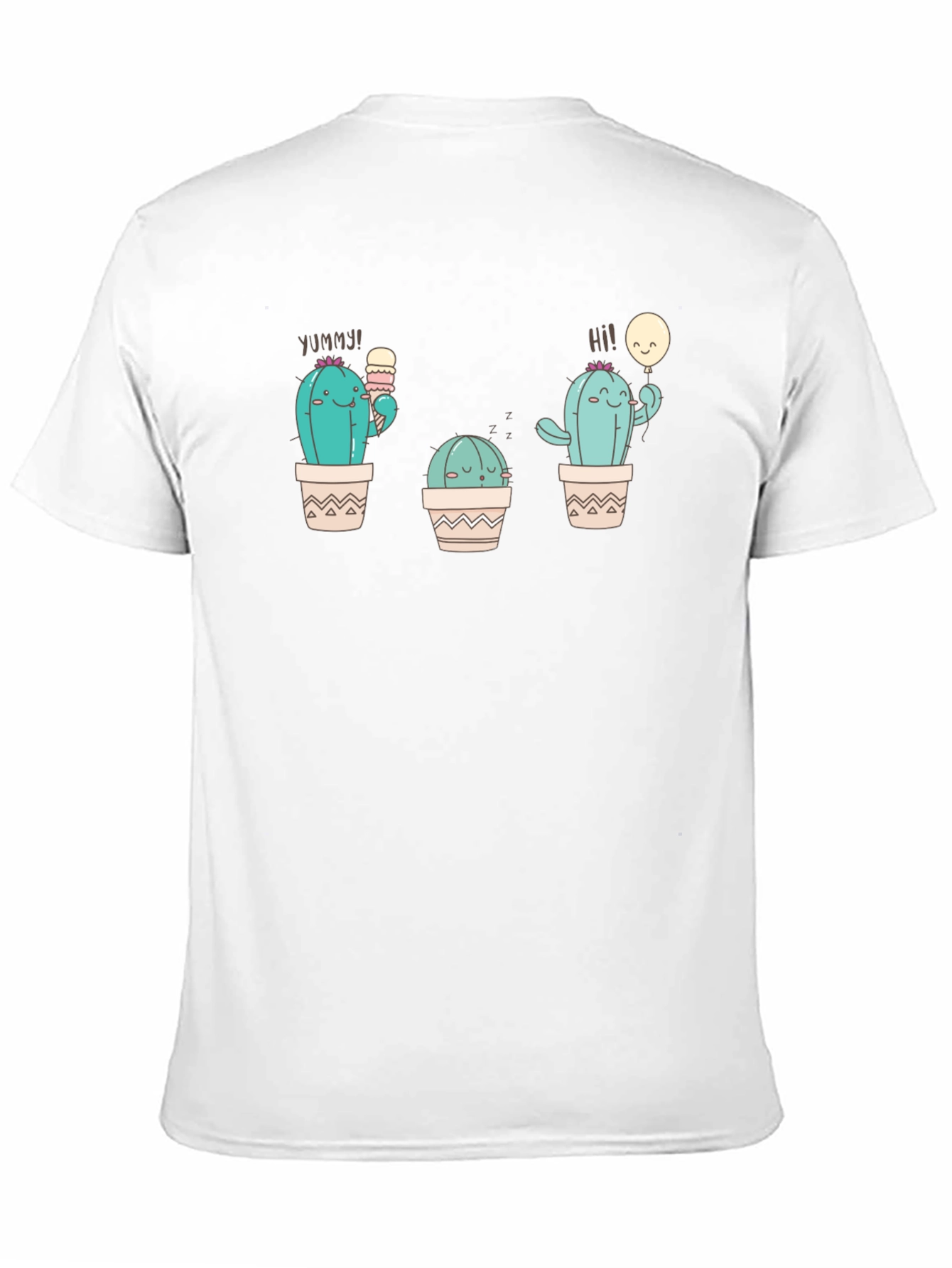 Cute Cactus Graphic Tee - Black Cotton T-Shirt